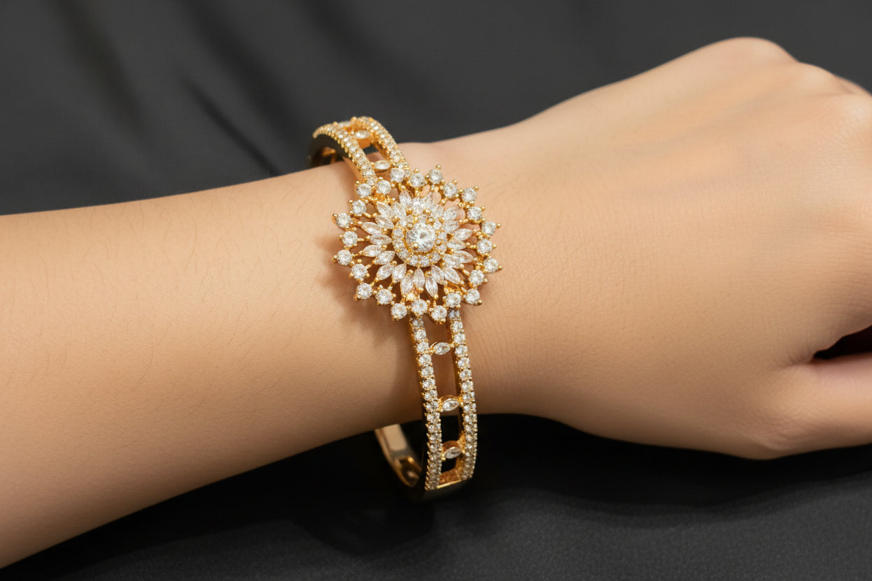 American Diamond jadao stones openable Brecelet