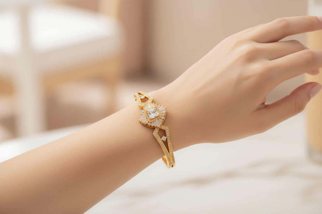 American Diamond jadao stones openable Brecelet