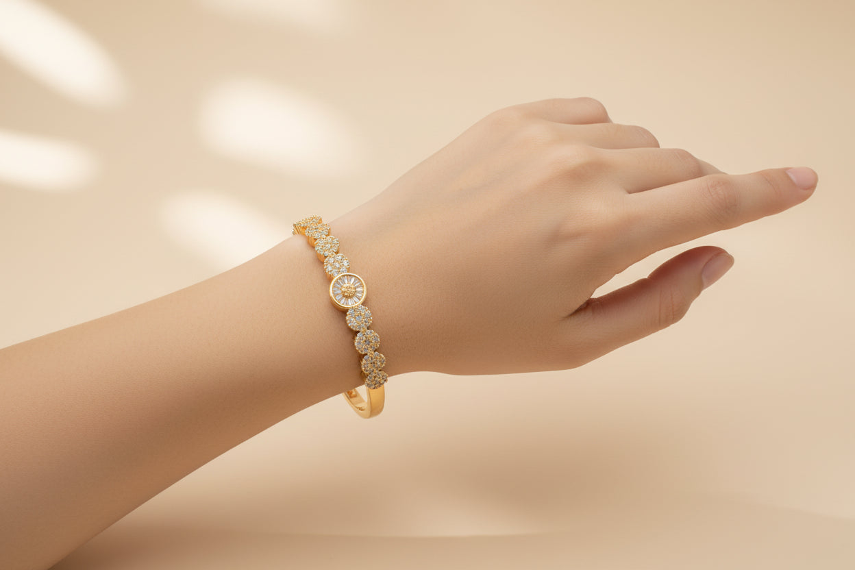 American Diamond jadao stones openable Brecelet