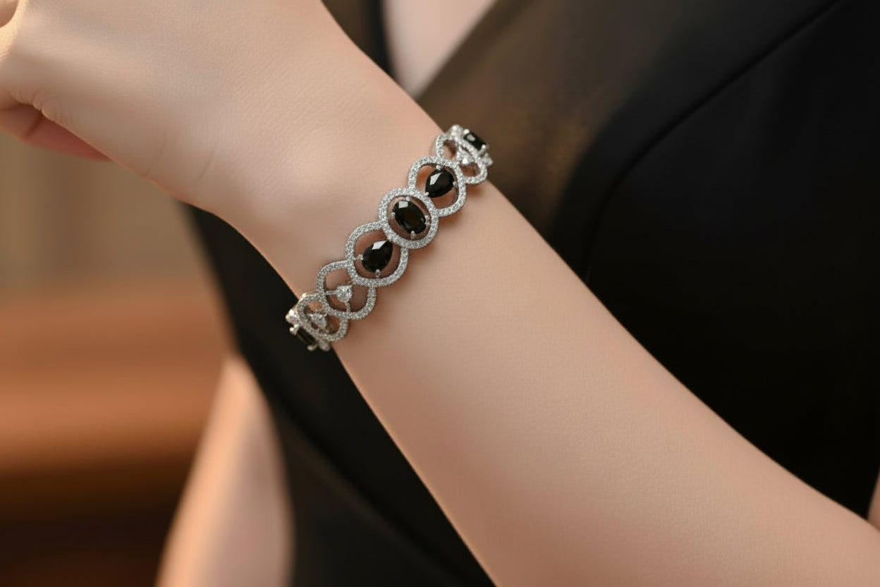 American Diamond jadao stones openable Brecelet