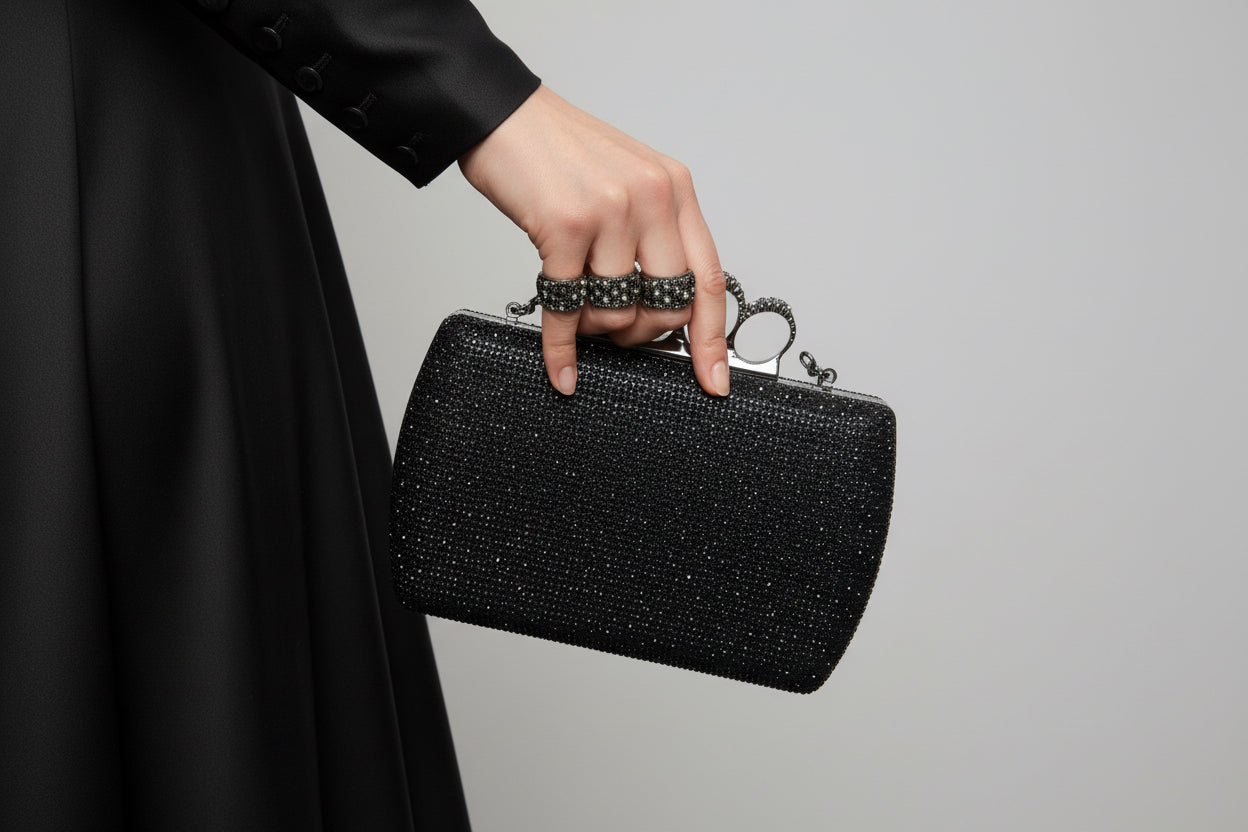 Elegant  crystal clutch finger design evening purse SA jewellery pk