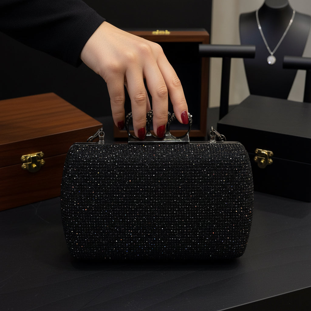 Elegant  crystal clutch finger design evening purse SA jewellery pk