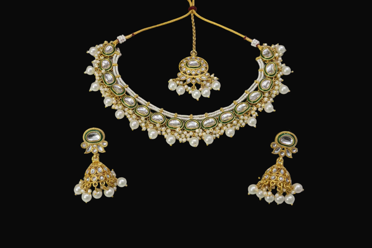 KUNDN NECKLACE SET WITH TEEKA SA JEWELLERY PK
