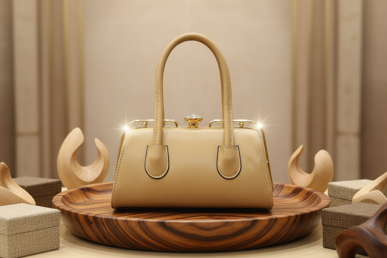 Elegant Blush Quilted Handbag | Top Handle & Shoulder Strap | Faux Leather Crossbody SAjewellerypk.com