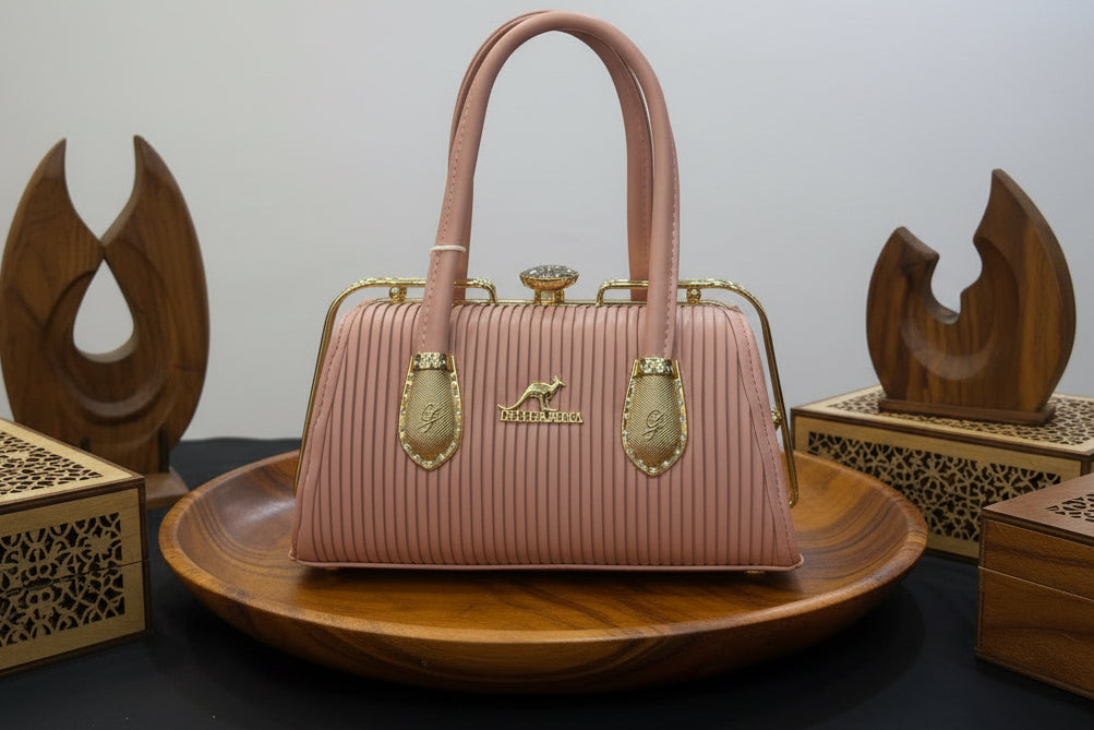 Elegant Blush Quilted Handbag | Top Handle & Shoulder Strap | Faux Leather Crossbody SAjewellerypk.com
