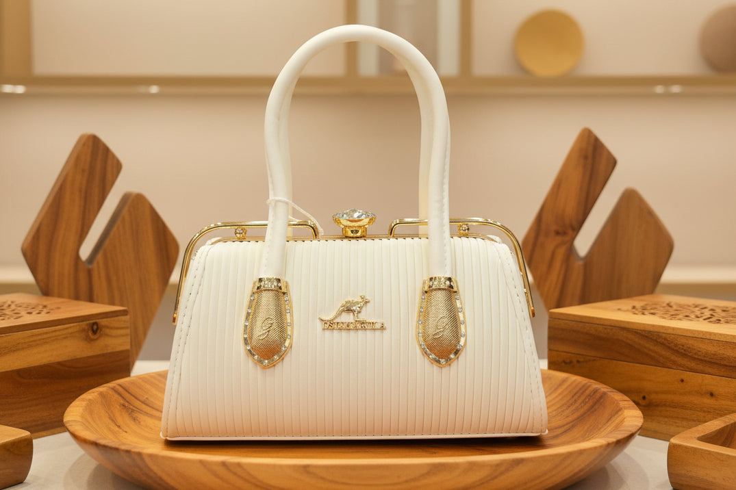 Elegant Blush Quilted Handbag | Top Handle & Shoulder Strap | Faux Leather Crossbody SAjewellerypk.com