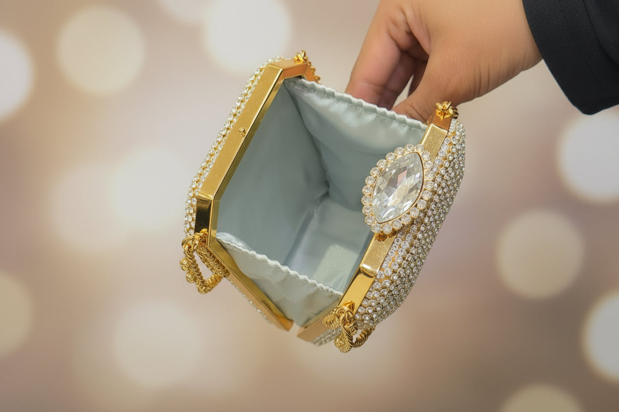 Elegant  crystal Bottle Style clutch  evening purse SA jewellery pk