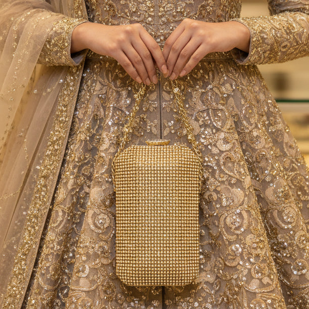 Elegant  crystal Bottle Style clutch  evening purse SA jewellery pk