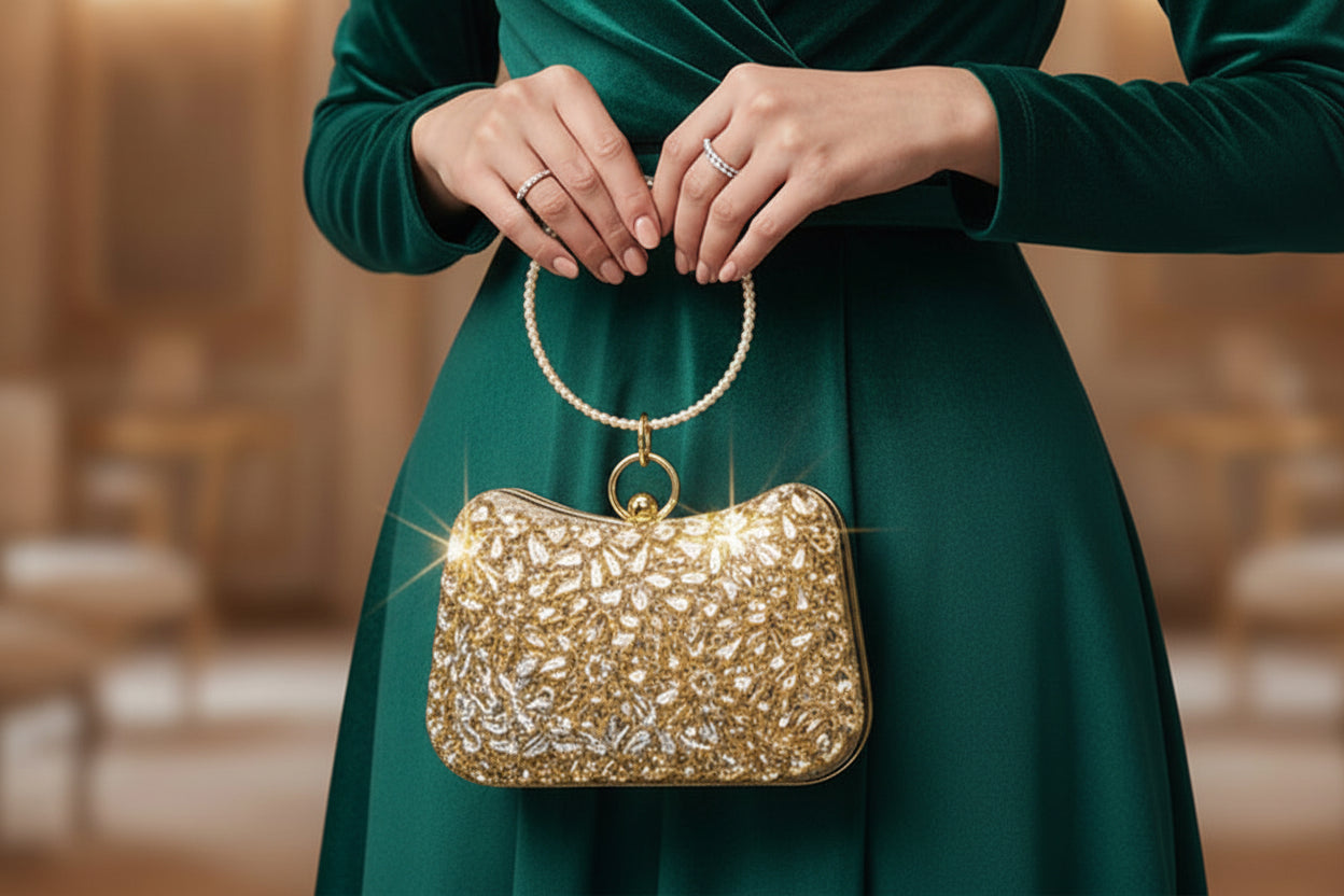 Elegant  crystal clutch  evening purse SA jewellery pk
