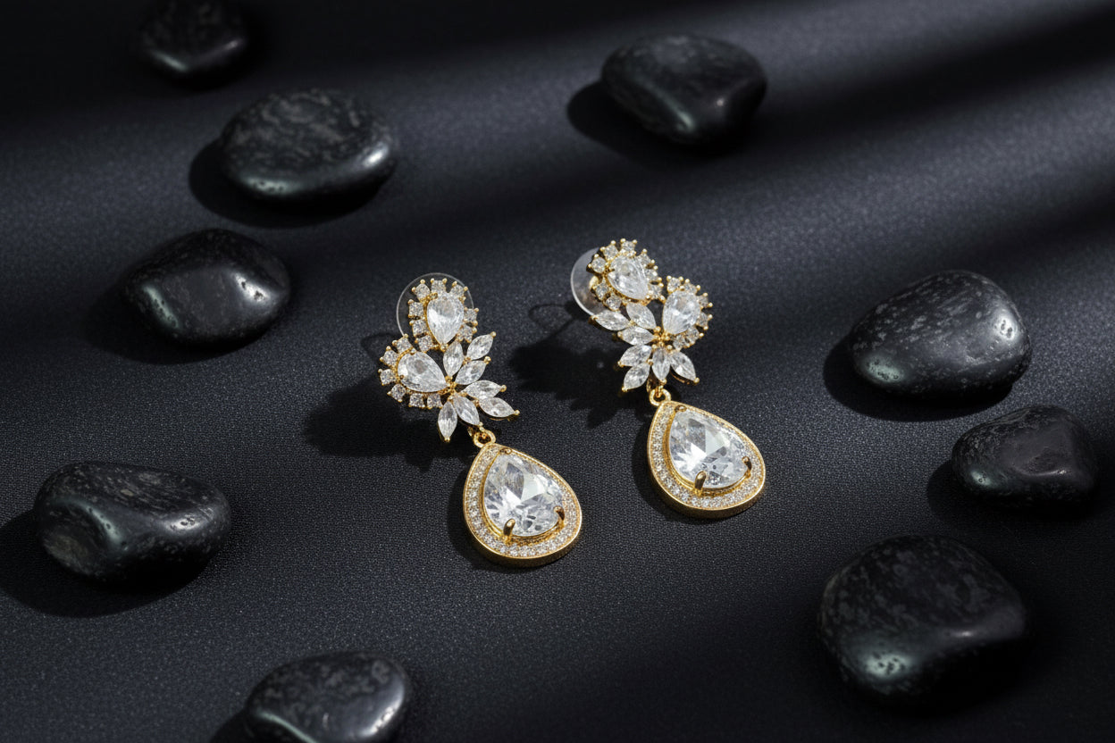One Karat AD Zircon Eaerrings SA Jewellery PK