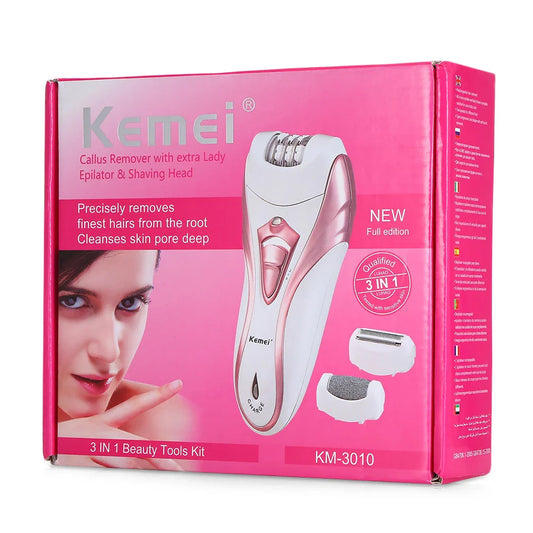 Km-3010 3 in 1 Rechargeable Epilator and Shaver and callus remover hair remover Threading Machine dual speed women hair clipper km-3010