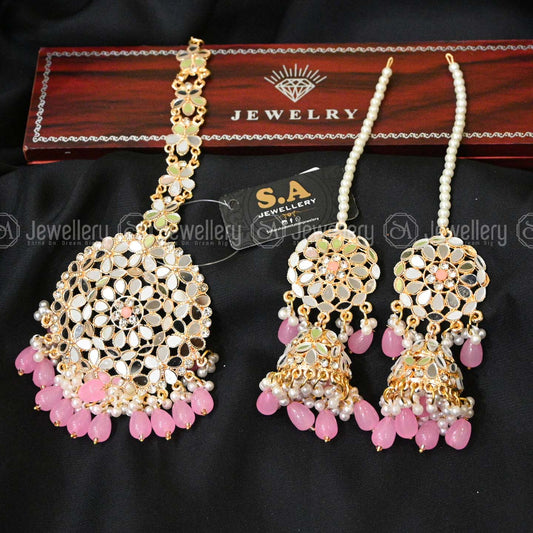 Graceful Pink Jhumki with Bindi