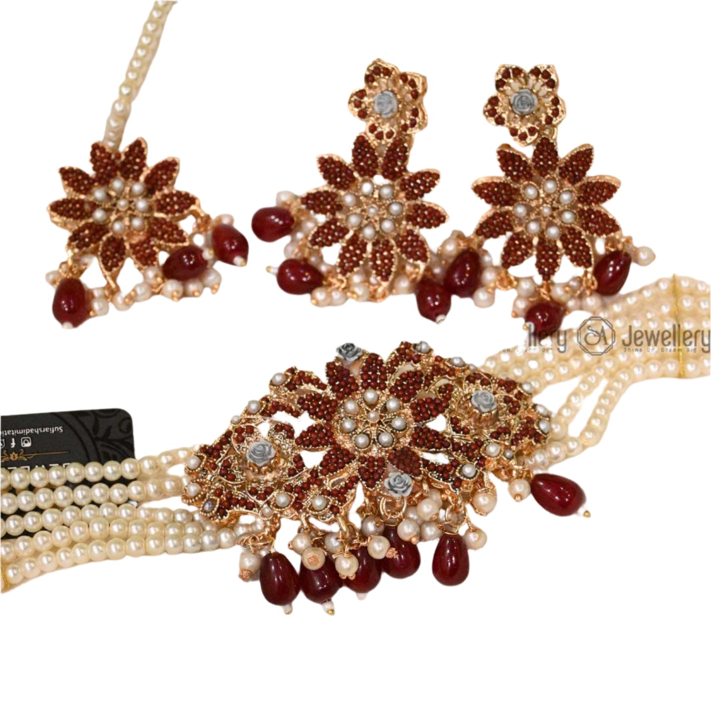 Royal Maroon Choker Set