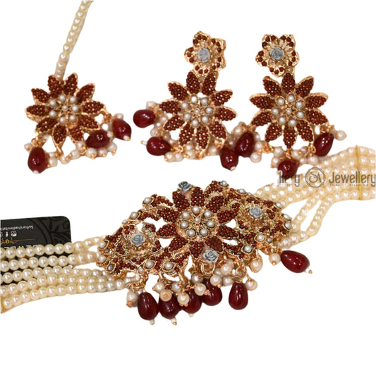 Royal Maroon Choker Set