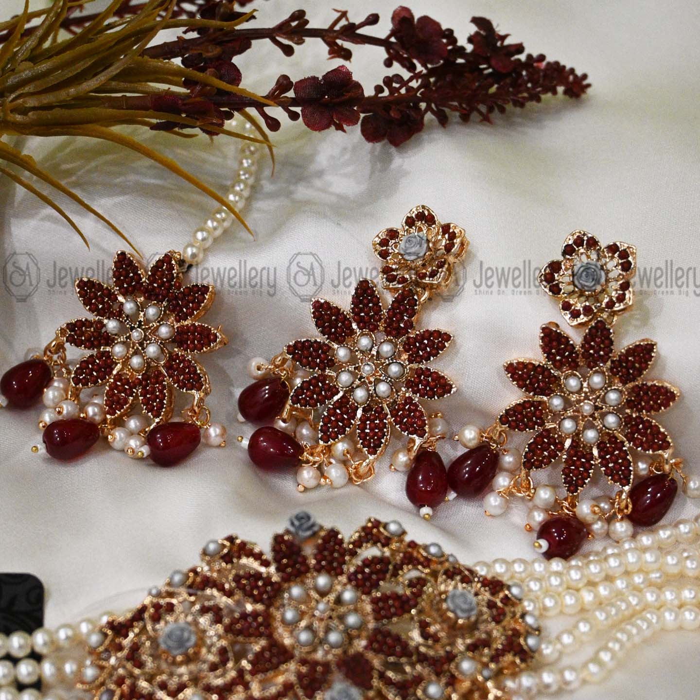 Royal Maroon Choker Set