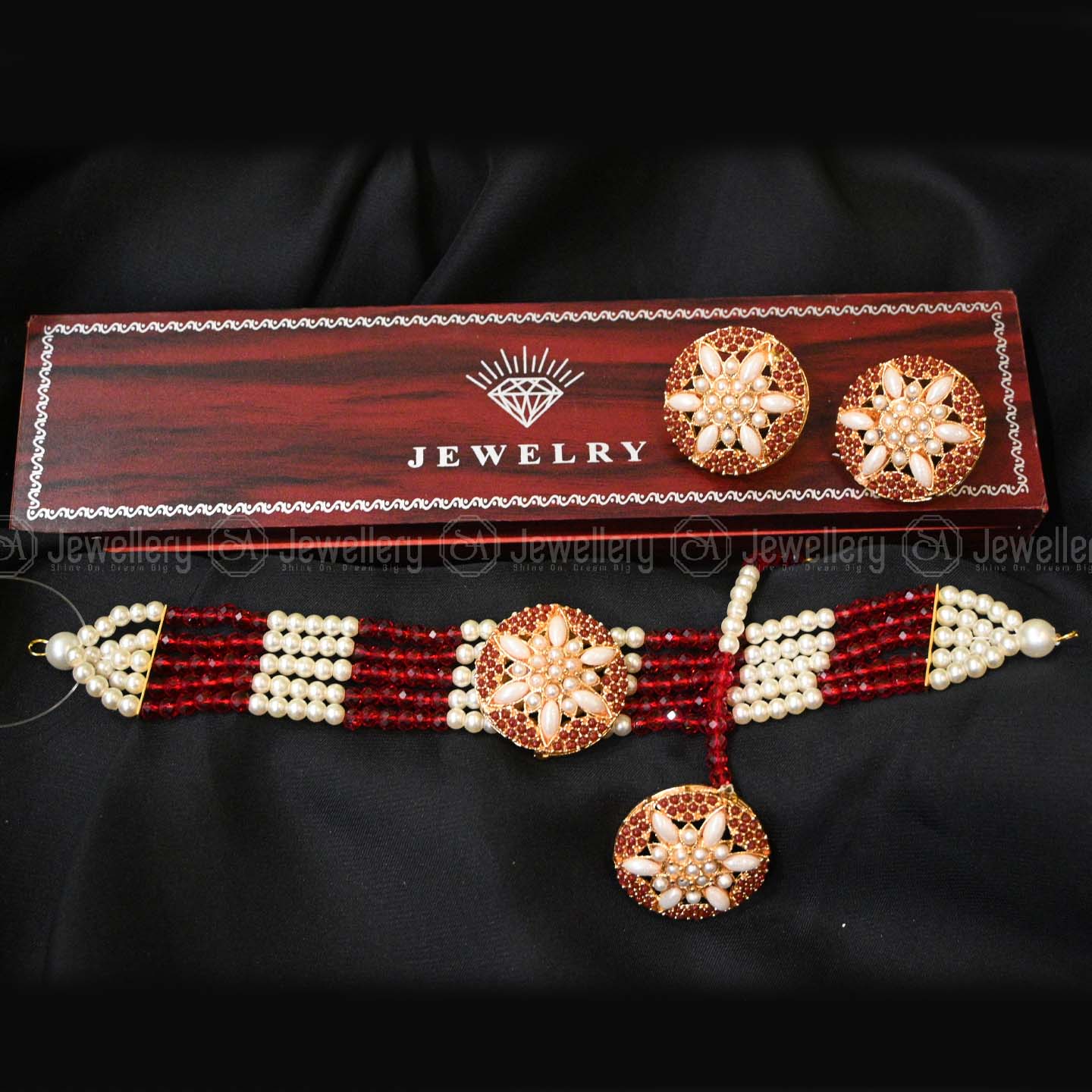 Royal Maroon Choker Set