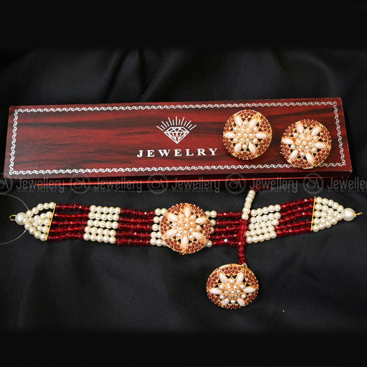Royal Maroon Choker Set