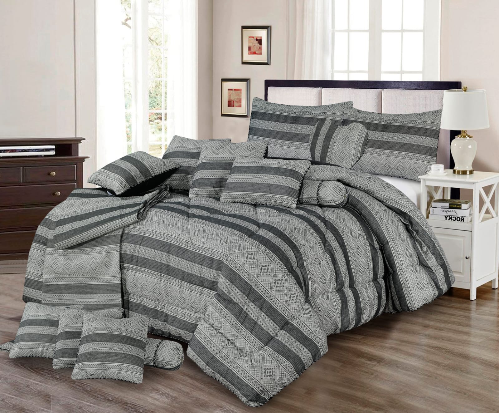 Coverlet Floral 14 Pcs Bedding Set with Filled Comforter