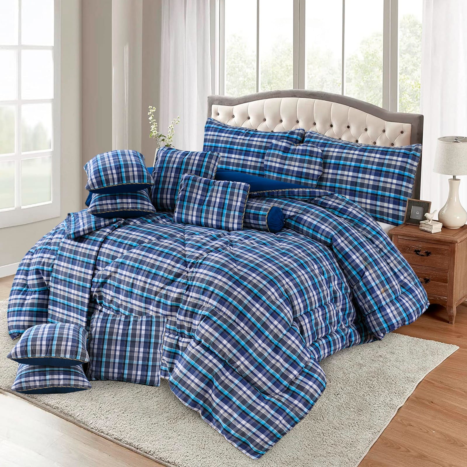 Coverlet Floral 14 Pcs Bedding Set with Filled Comforter