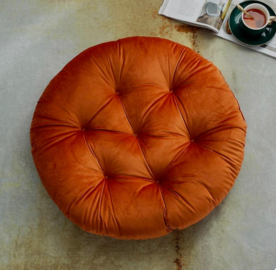 Luxurious Velvet Round Cushion – Soft & Elegant Floor SA jewelry pk
