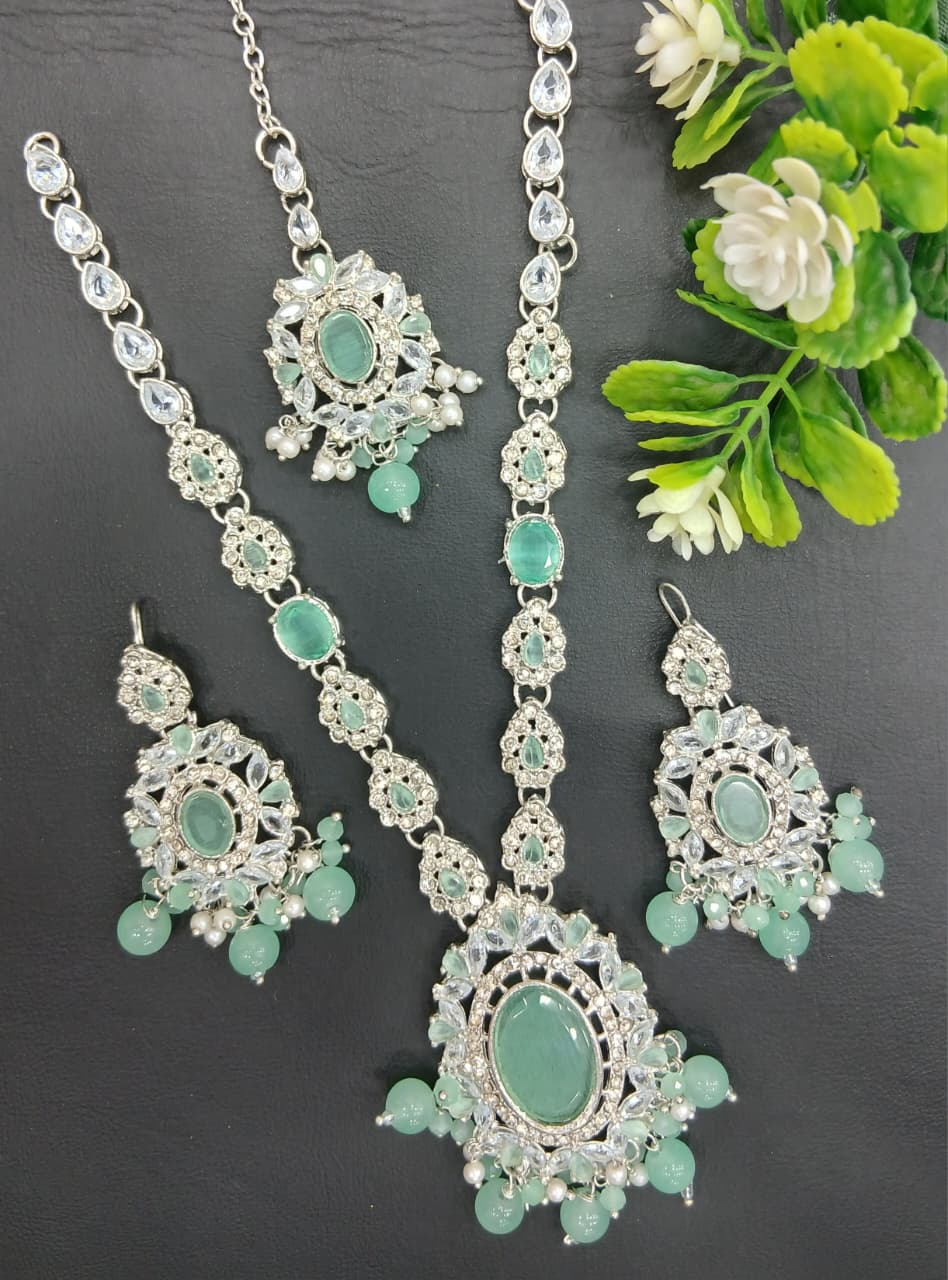 Long mala set with teeka SA jewellery pk