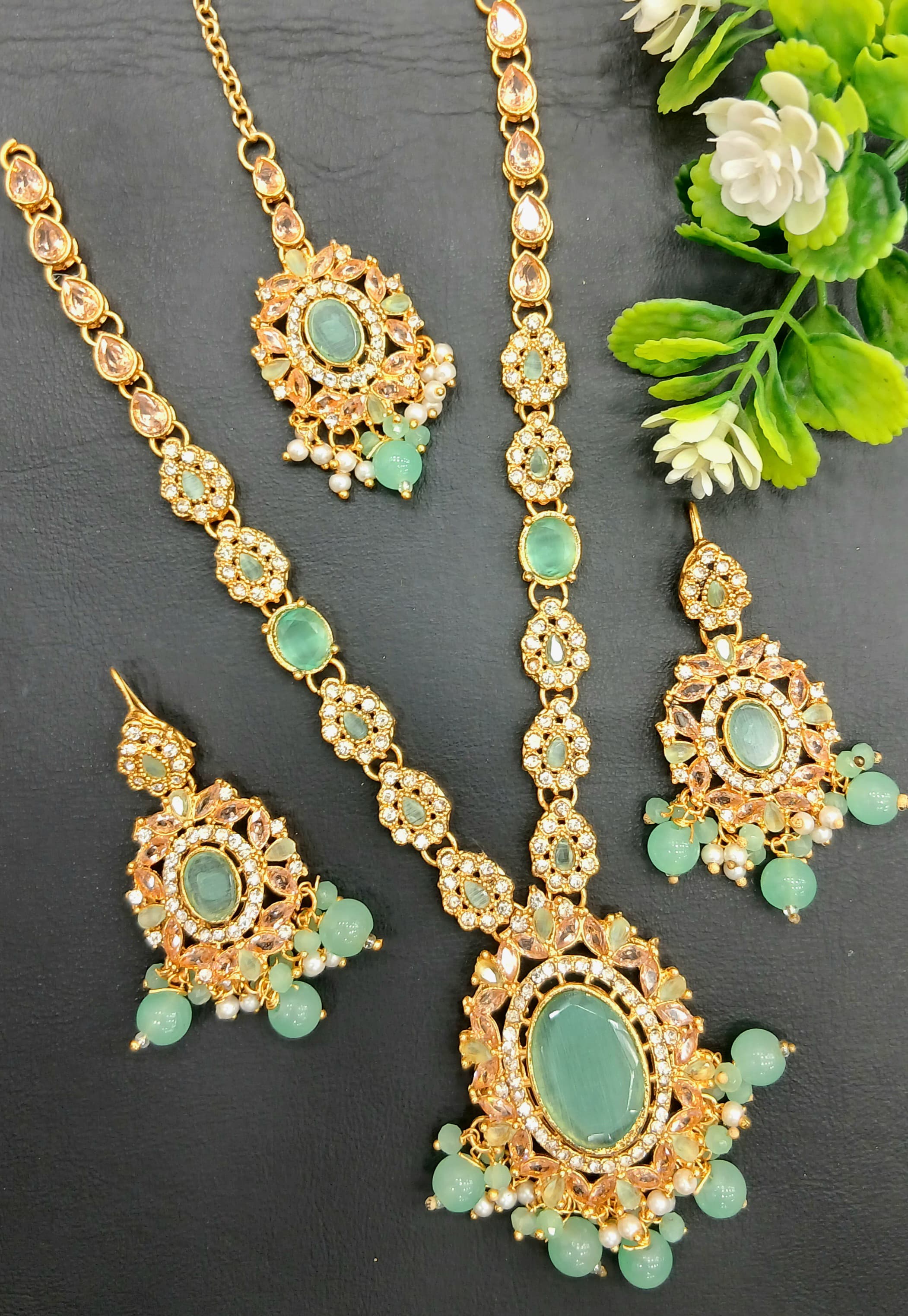 Long mala set with teeka SA jewellery pk