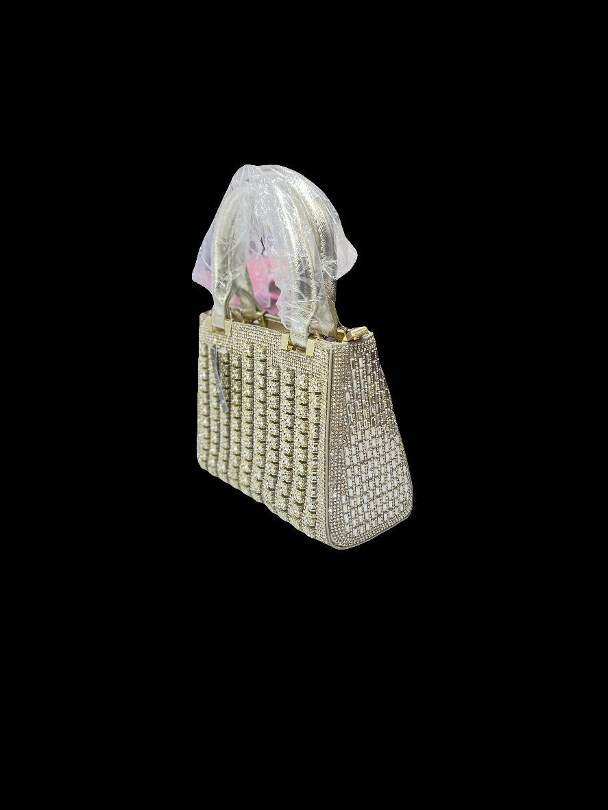 Luxury golden  Stone Bag Stylish Party Clutch & Wedding Handbag SA jewelry pk