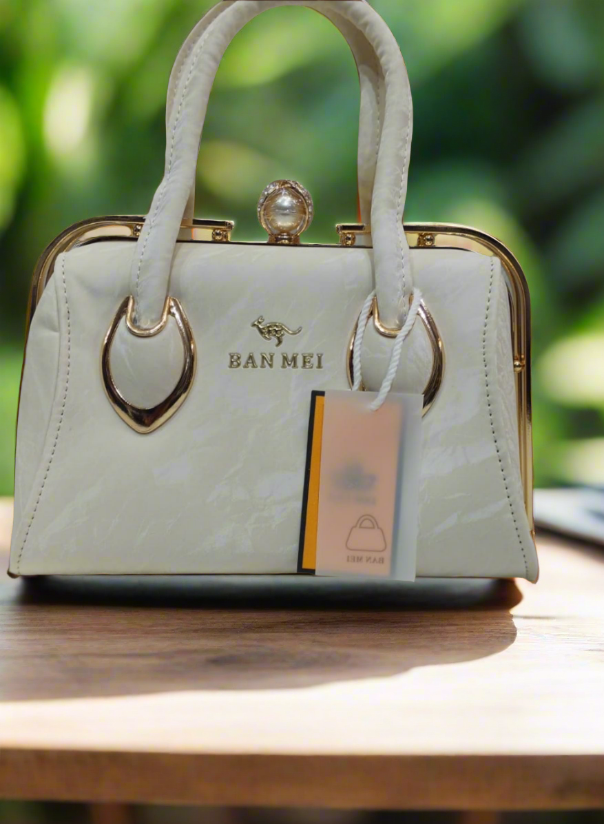 Elegant Textured Shoulder Bag with Leather Handle & Metal Buckle Detailing SA jewellery pk