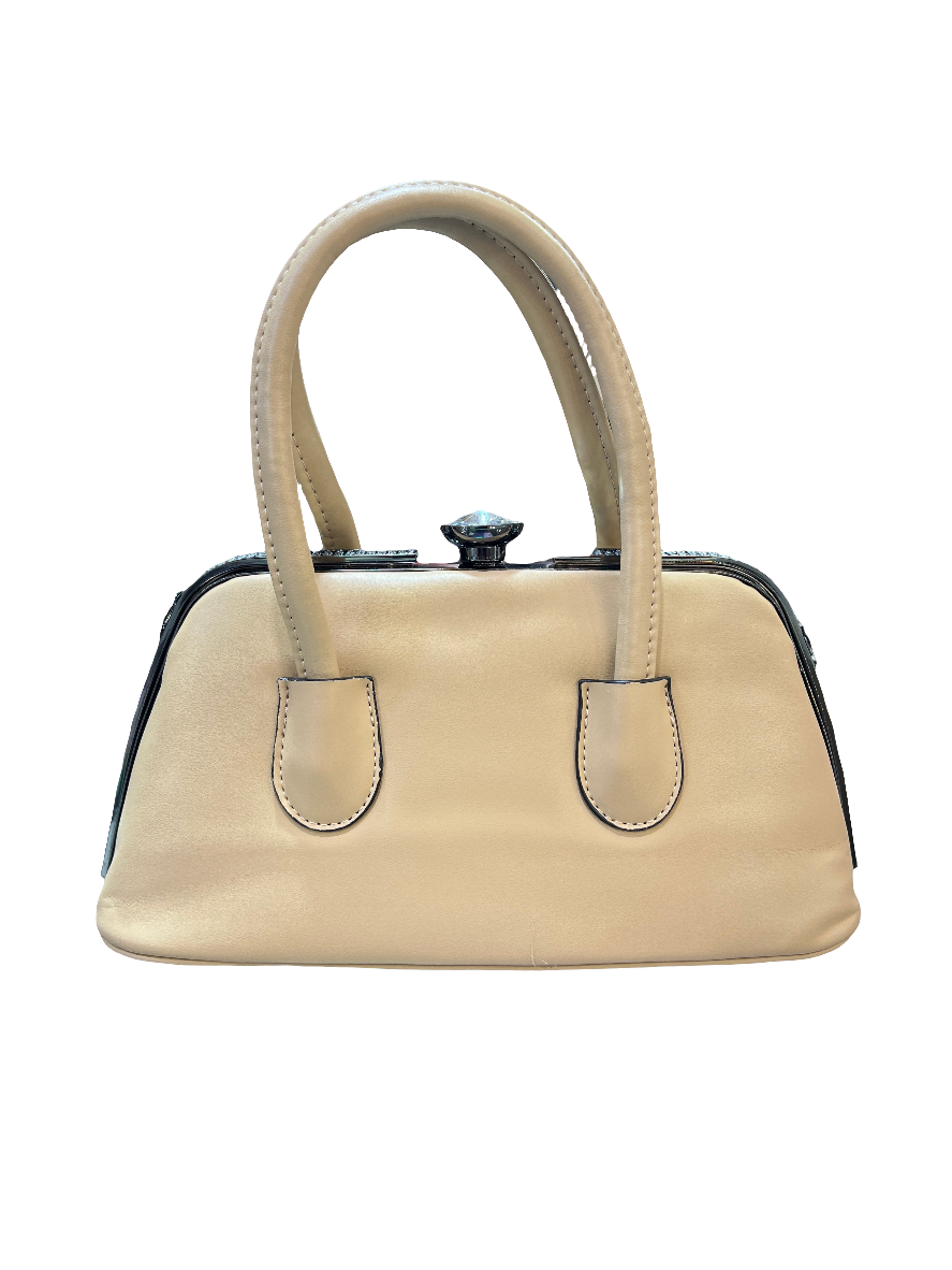 Elegant  Rexine Handbag with Metal Stone-Studded Sides – Stylish & Durable SAJewelry pk