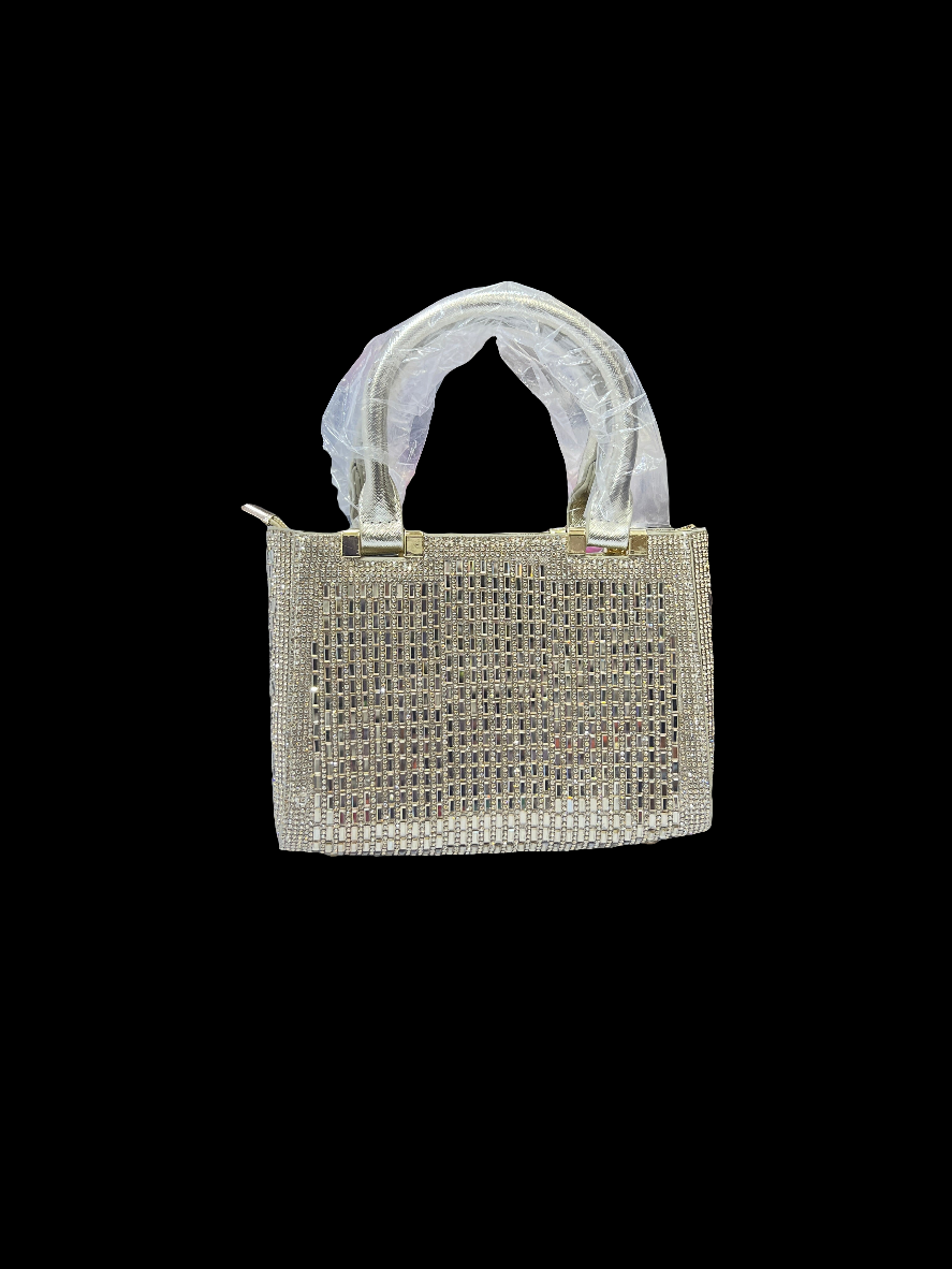 Luxury golden  Stone Bag Stylish Party Clutch & Wedding Handbag SA jewelry pk