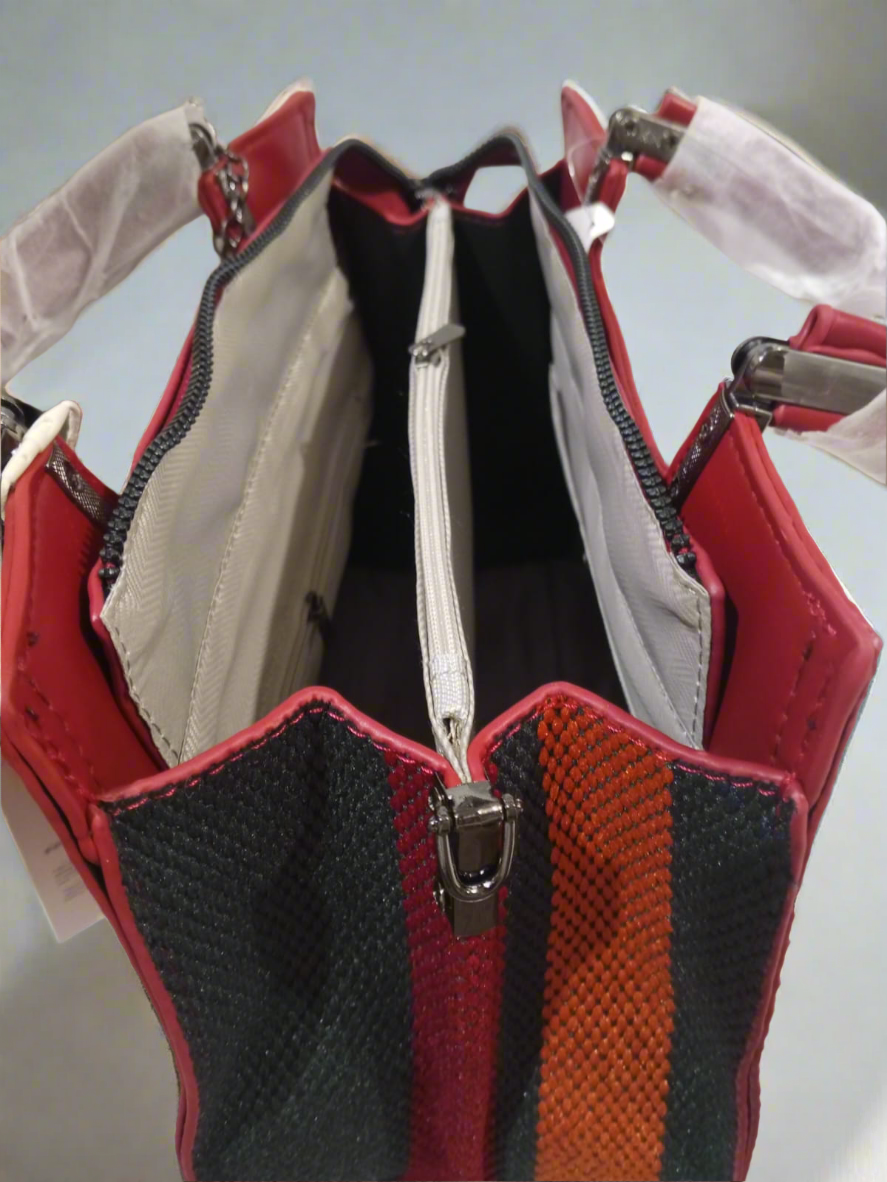 Multicolor Canvas Handbag with Hanging Flower Charm Stylish & Durable Tote SA jewelry pk