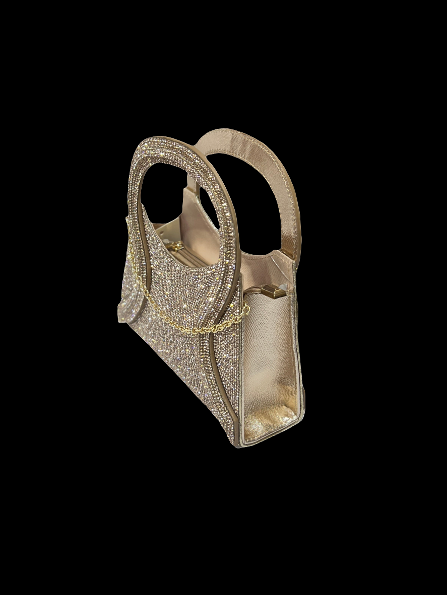 Luxury Golden Stone Handbag  Full Crystal Rhinestone Party & Wedding Bag for Women SA jewelry pk