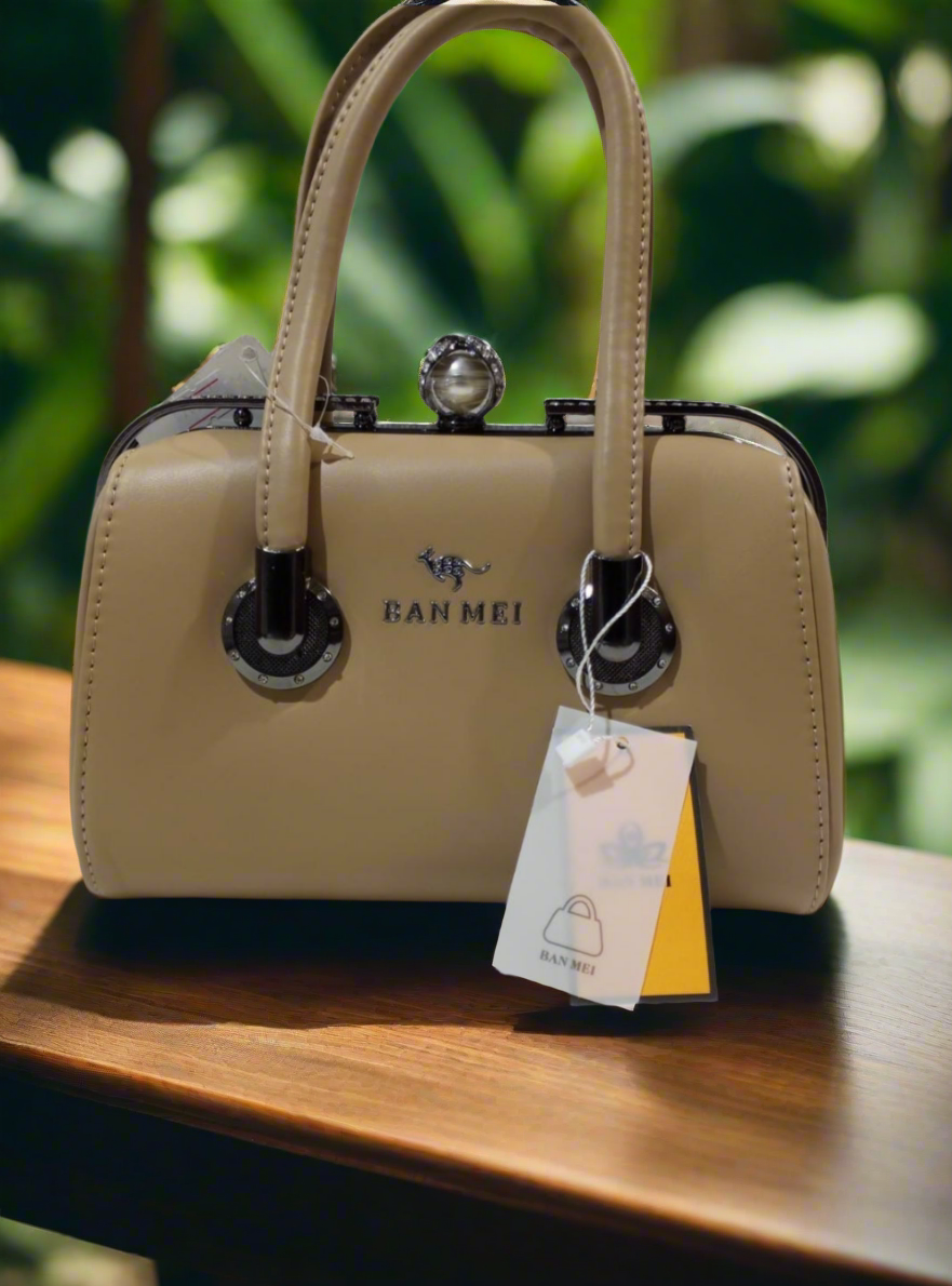 1. Elegant Leather Handbag with Pearl Lock & Stone SA jewelry pk