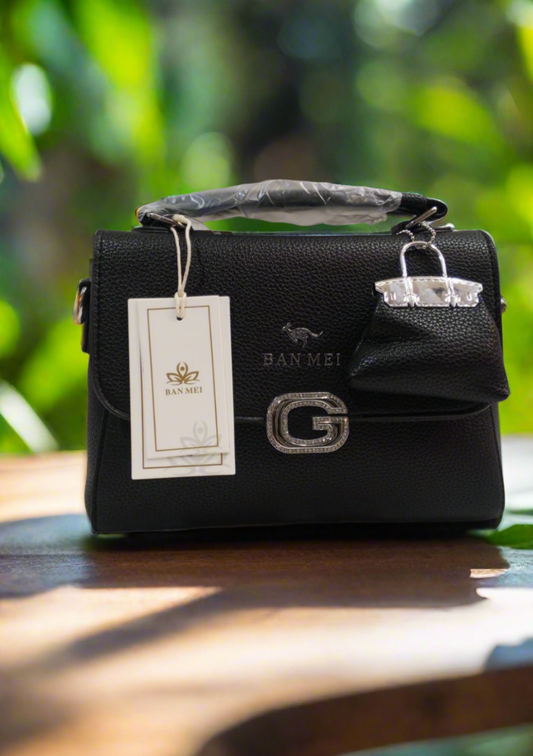 Premium Leather Mini Handbag with Side Hanging Pouch Stylish & Durable