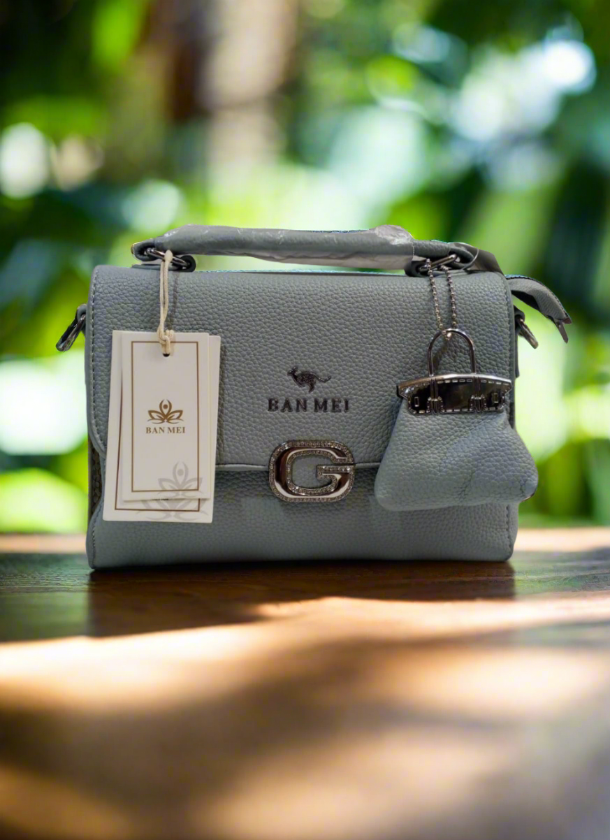 Premium Leather Mini Handbag with Side Hanging Pouch Stylish & Durable