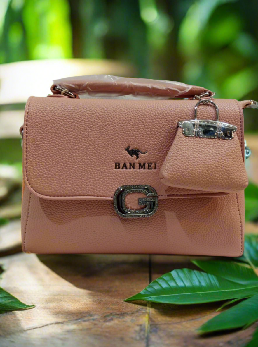 Premium Leather Mini Handbag with Side Hanging Pouch Stylish & Durable