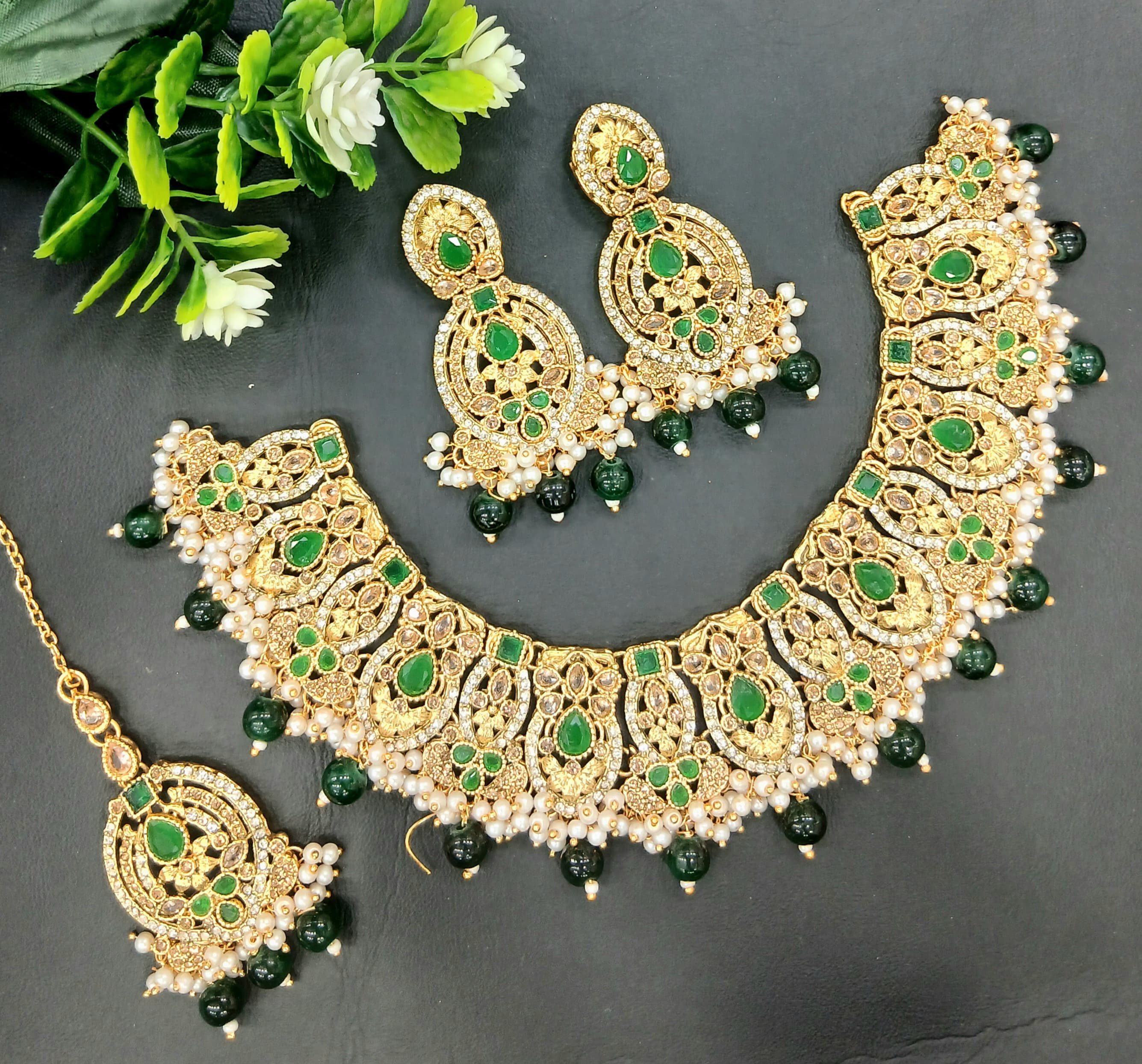 Real Stones Zarcon Bridal Necklace set SA jewelry pk