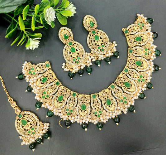 Real Stones Zarcon Bridal Necklace set SA jewelry pk