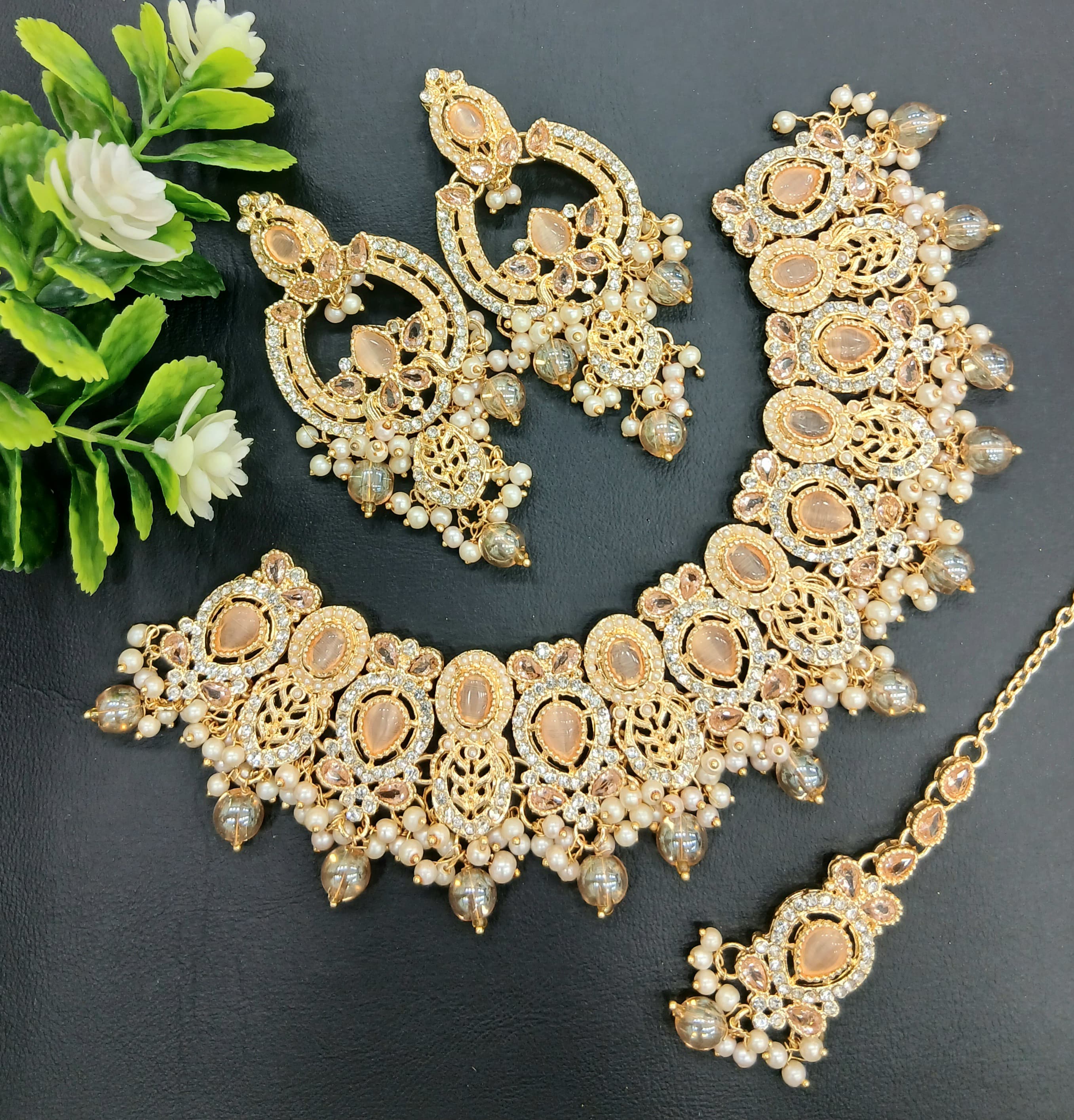 Real Stones Zarcon Bridal Necklace set SA jewelry pk