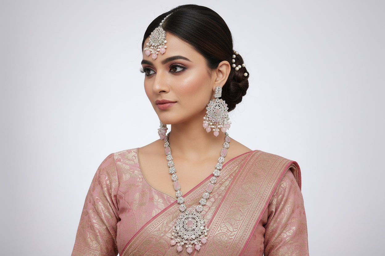 Long mala set with teeka SA jewellery pk