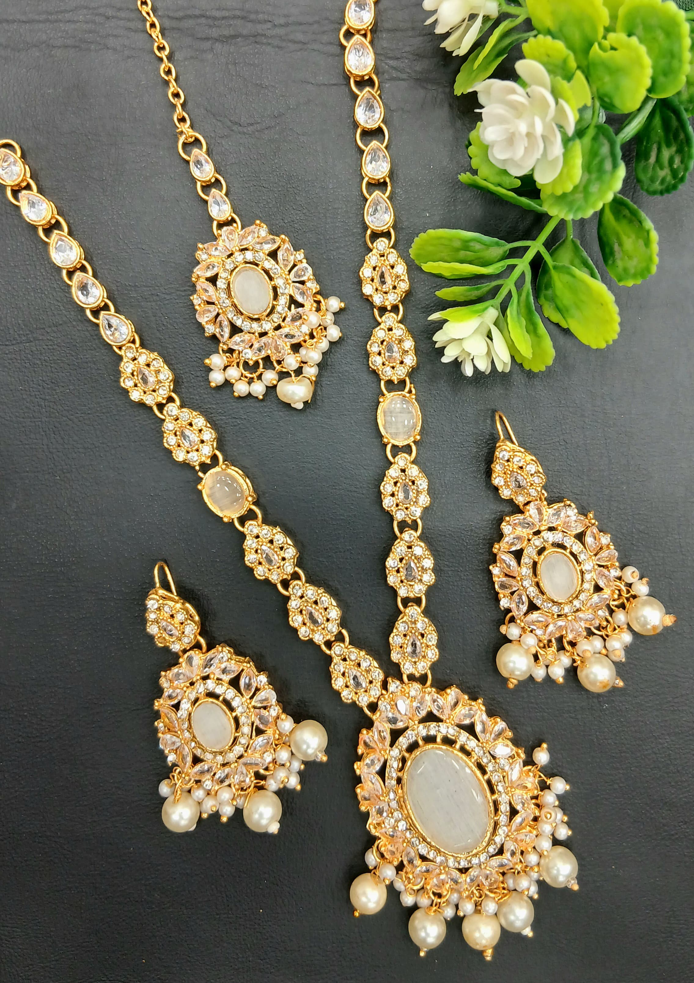 Long mala set with teeka SA jewellery pk
