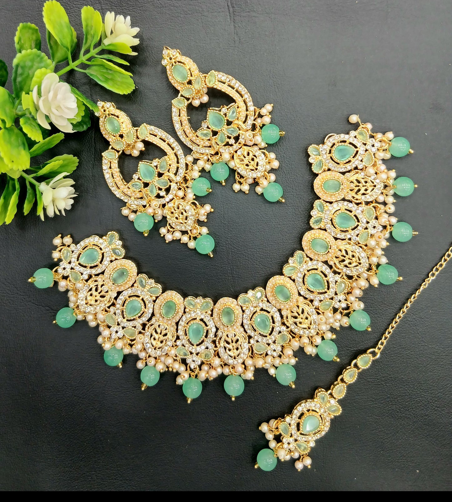 Real Stones Zarcon Bridal Necklace set SA jewelry pk