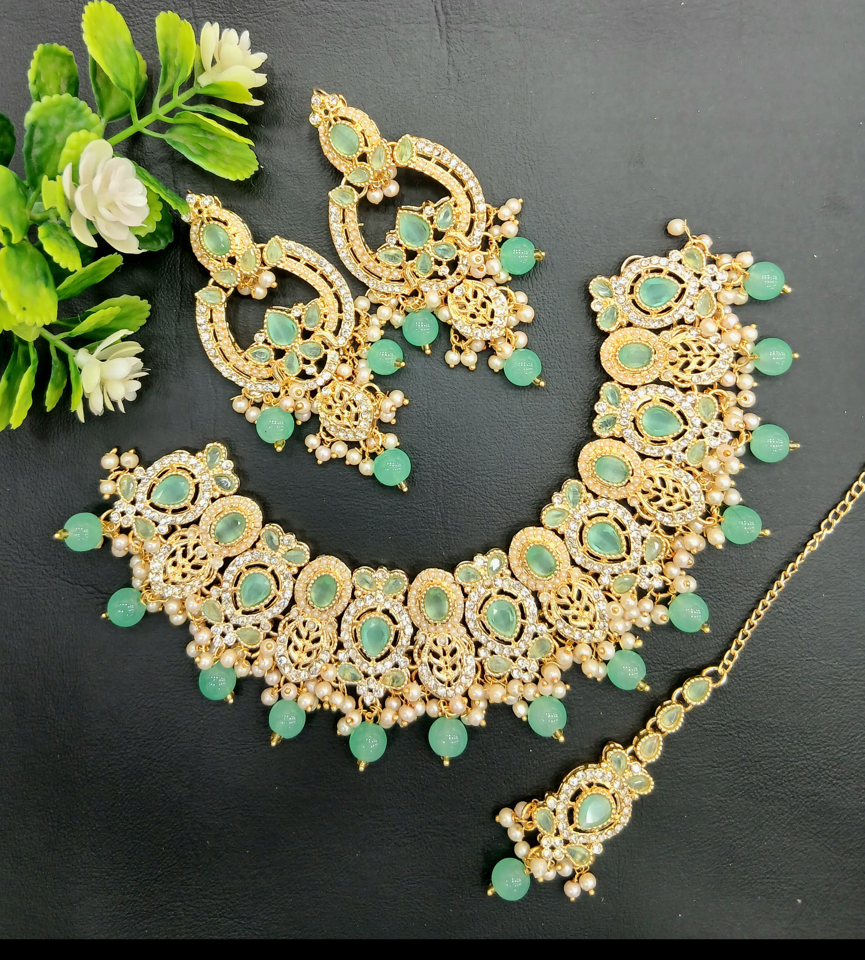 Real Stones Zarcon Bridal Necklace set SA jewelry pk