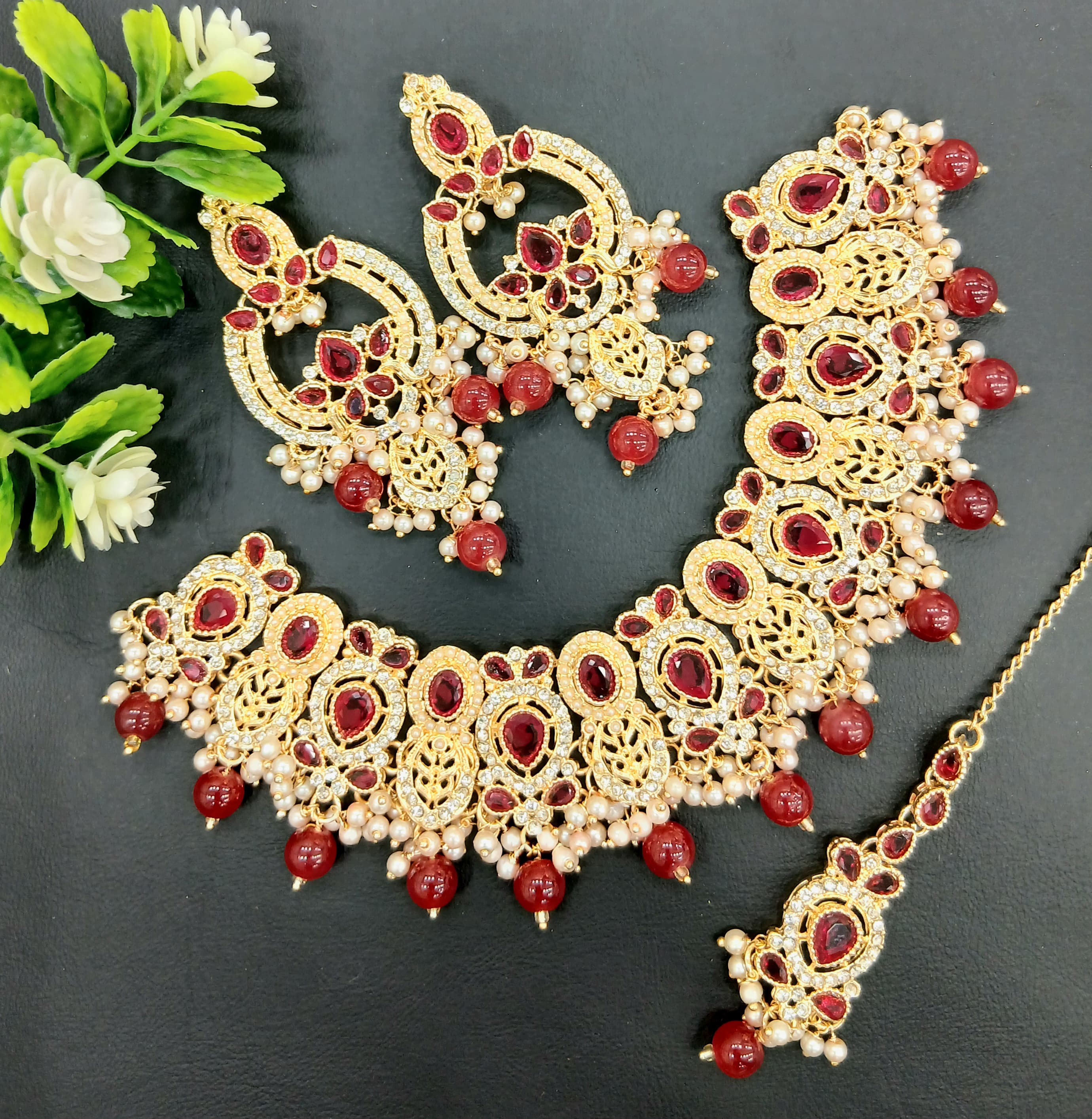 Real Stones Zarcon Bridal Necklace set SA jewelry pk