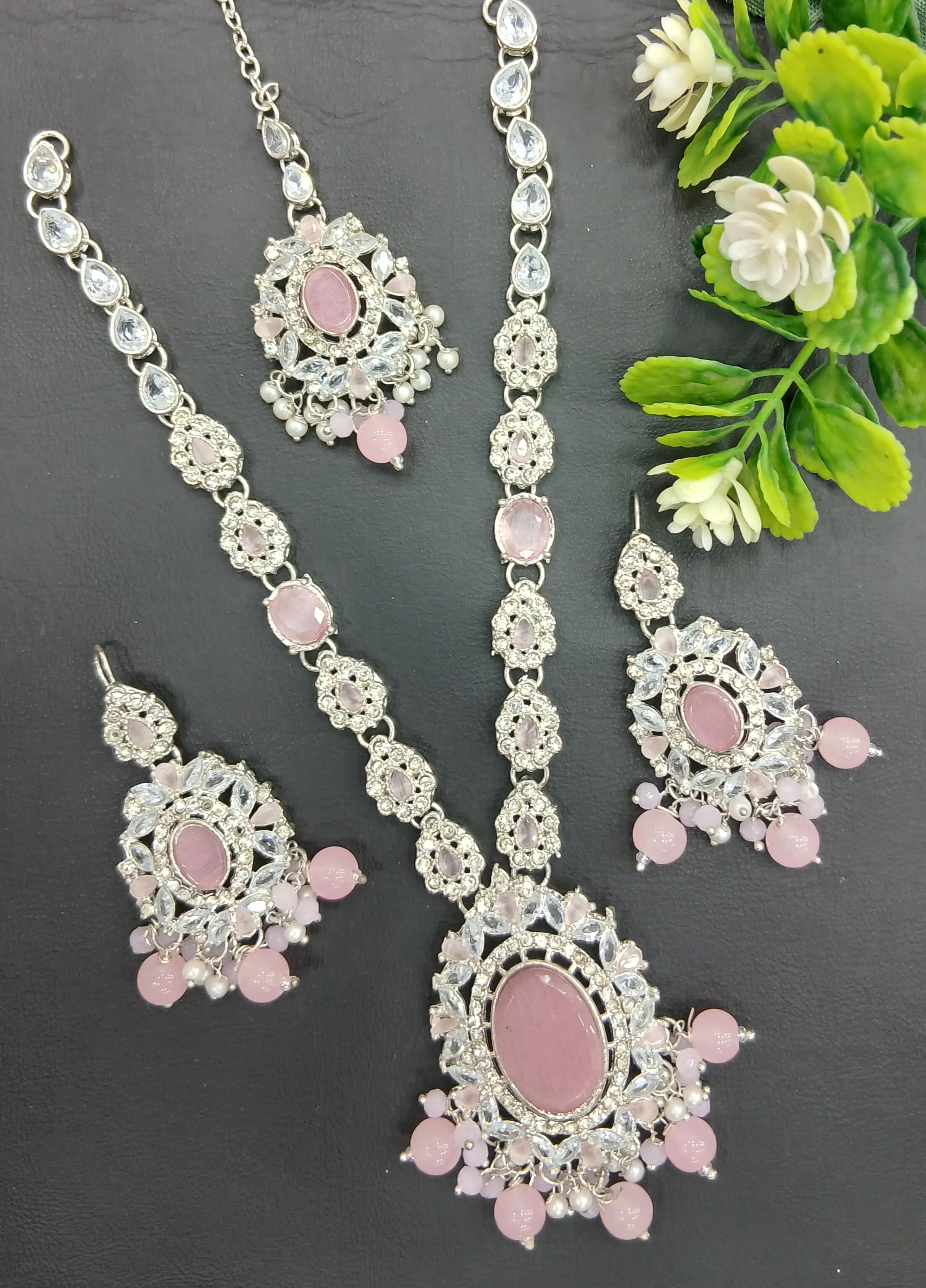 Long mala set with teeka SA jewellery pk