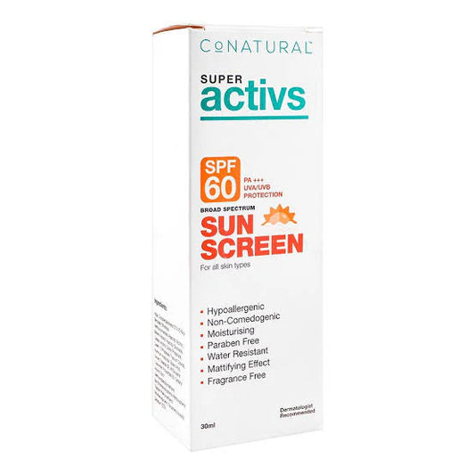 CoNatural Super Active Broad-Spectrum Sun Block Screen, SPF60, 30ml
