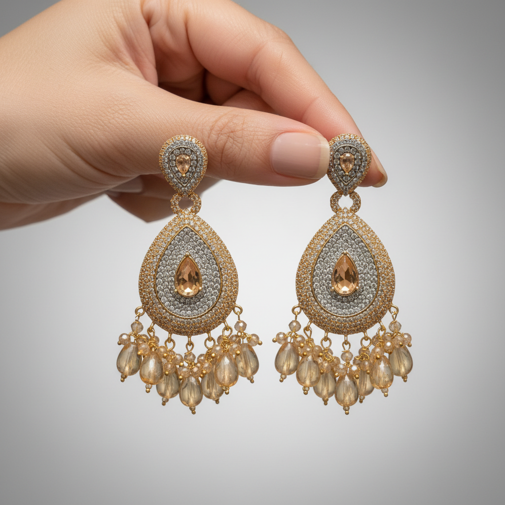 Sparkling Authentic Zircon Anti-Casting  Earrings - Perfect for Every Occasion SA jewelry pk