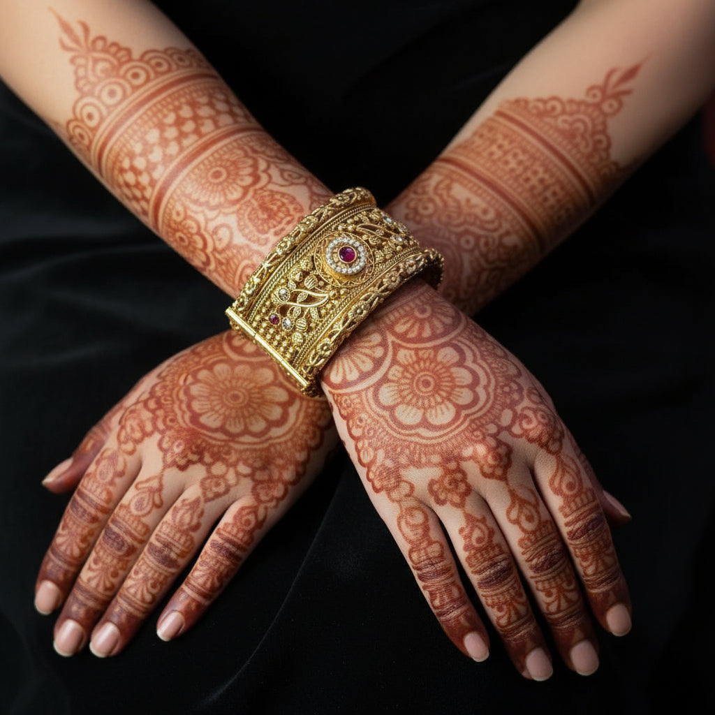 2 Pc Rajwadi Antique Gold Plated Bangles | Ruby Stone Kangan Set SA jewelry pk