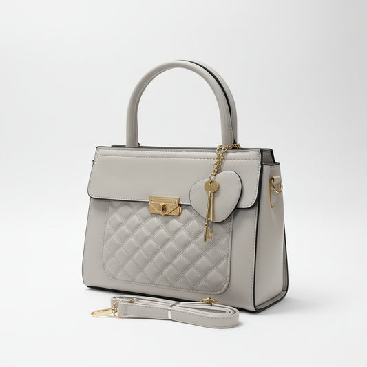 Elegant Blush Quilted Handbag | Top Handle & Shoulder Strap | Faux Leather Crossbody SAjewellerypk.com