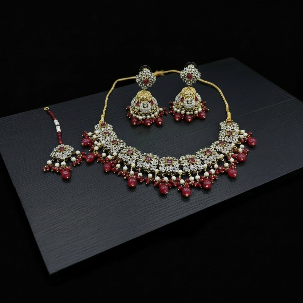 "The Casting Jewel Exquisite Party Set with Regal Maang Tikka SA jewelry pk"